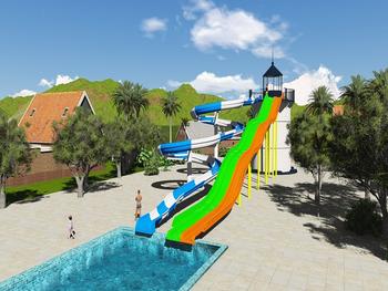 Fiberglass Summer Entertainment Planning And Design Water Park Project Combination slide