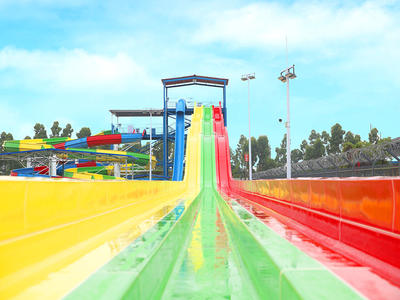 Fiberglass Rainbow Racing Water Slide Commercial Entertainment Fiberglass Water Slide