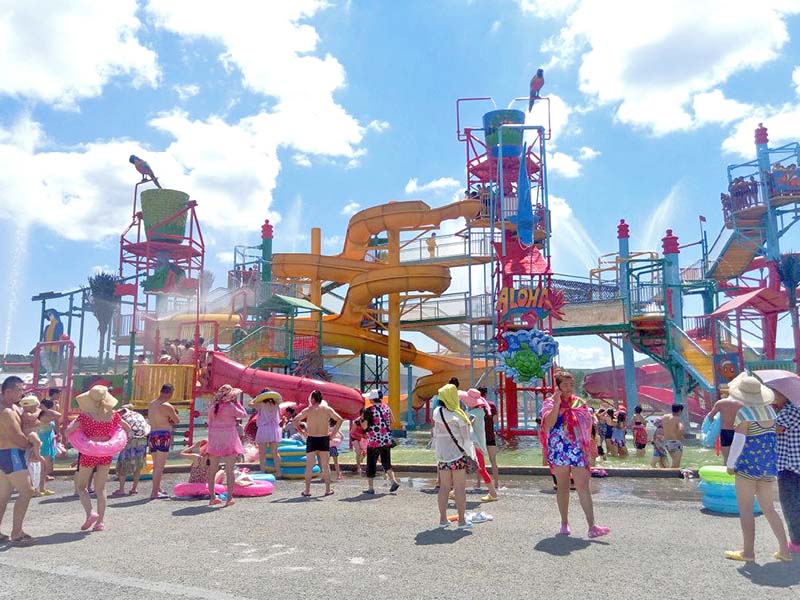 Wenwen Aquatic Playground Equipment Theme Park Fiberglass Slide For Hotel Resort Huge water playground image3