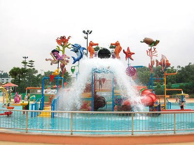 Aqua Playground Park Equipment Interactive House Slide With Spray / Water Curtain